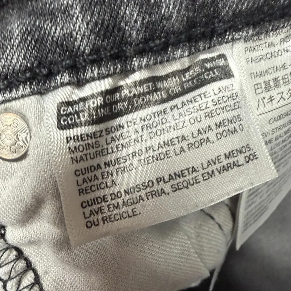 Levis Jeans Mens 36x29.5 Gray Slim Tapered Stretch Denim Charcoal Wash Classic